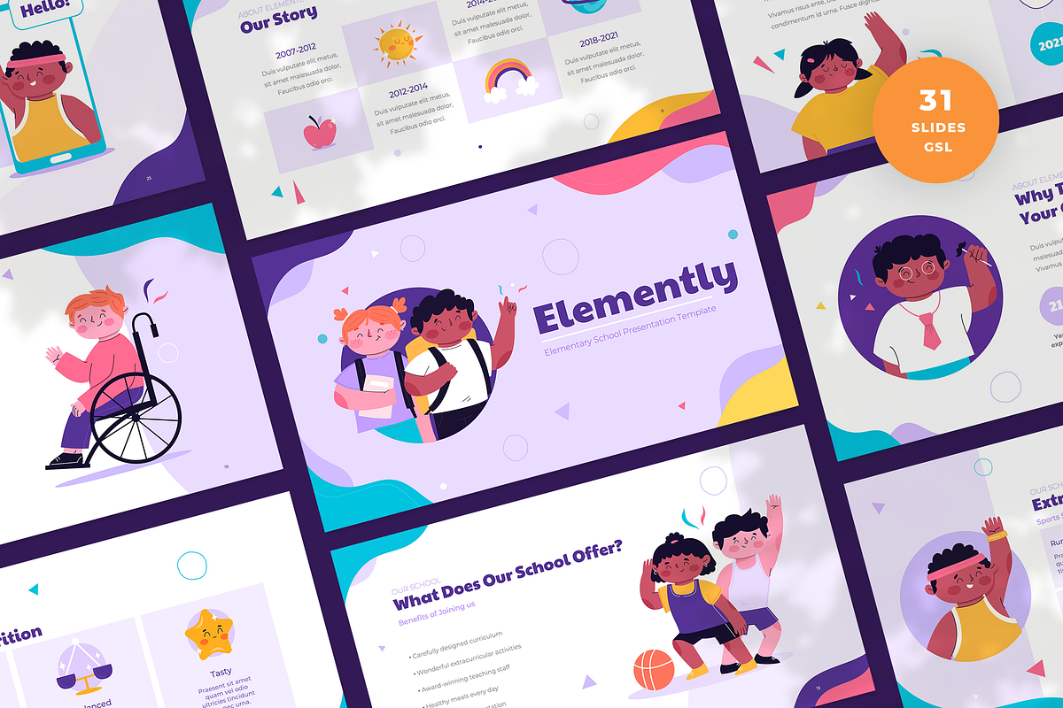 Elementary School Slides Template, a Presentation Template by Flat Icons