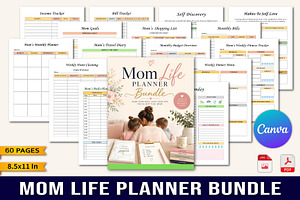 The Mom Life Planner Bundle, a Stationery Template by Designmela01