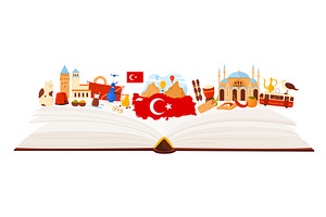 Turkey culture elements, Mosques of, an Education Illustration by Flashvector