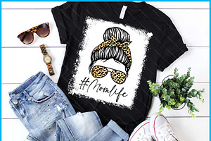 Mom Life Bleached Leopard Messy Bun, a Graphic by Creativeusart