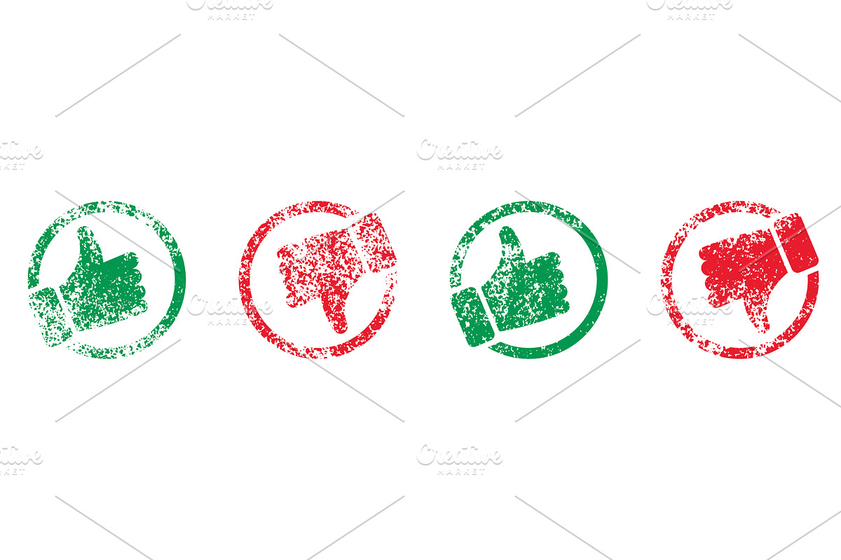 Like and Dislike Button with Grunge, an Object Illustration by Vector Creator