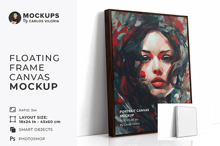Floating Frame Canvas Mockup R-3x4, a Merchandise Mockup by Mockups by Carlos Viloria