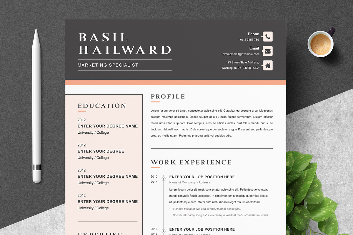 Word Clean Resume Template, a Resume Template by ResumeInventor (Photo 1 of 6)