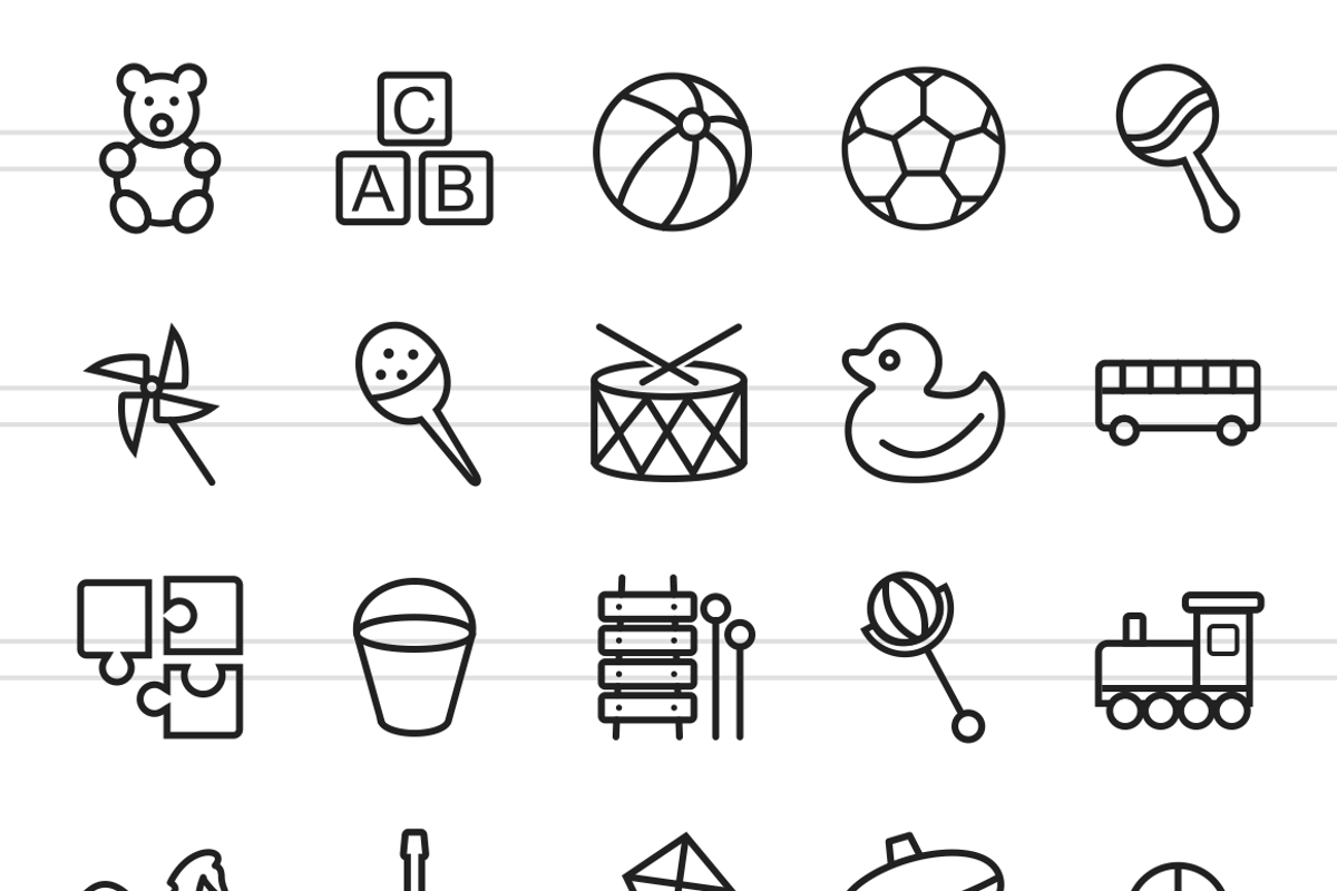 50 Toy Set Line Icons preview 2