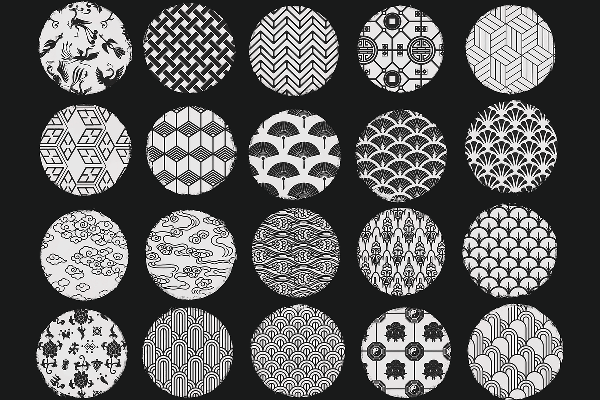 Traditional Asian pattern brushes, a Brush Add-On by TheWhiteCatLab (Photo 3 of 10)