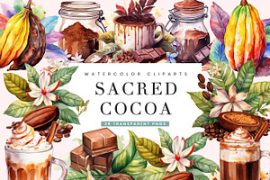 Watercolor Sacred Cocoa Clipart