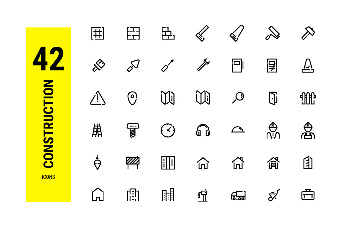 Construction Outline icons design, an Outline Icon by jabkitticha