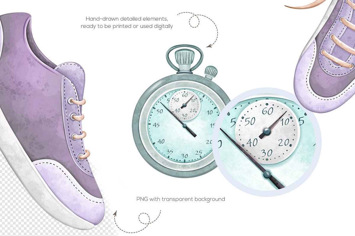 Watercolor Fitness Clipart Set, an Object Illustration by Mespilia (Photo 2 of 5)