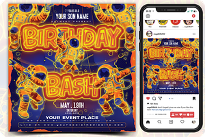 Birthday Bash Flyer Template, a Flyer Template by regalDRAW