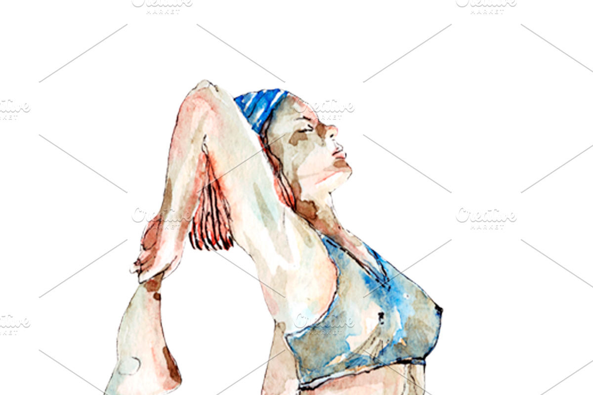 Yoga poses set (vector, raster), an Illustration by Watercolor_Vector Graphic (Photo 5 of 5)