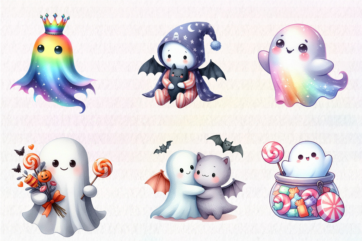 Halloween Iridescent Cute Ghost, an Illustration by CreationArt (Photo 3 of 5)