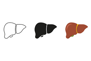 Liver Line and Silhouette Icons, a Healthcare Illustration by Vector Creator