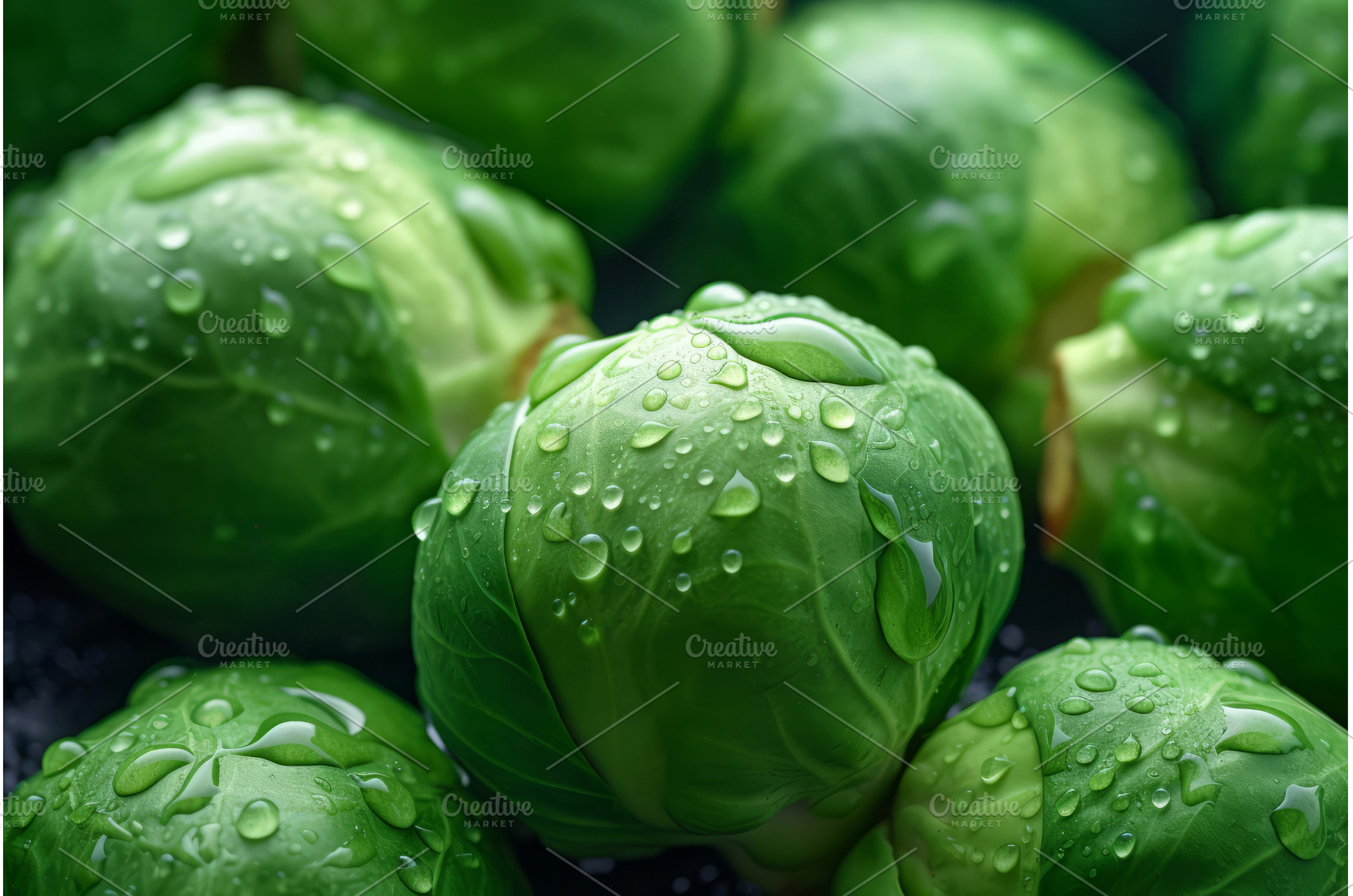 Brussels sprouts closeup. Generate, a Food & Drink Photo by Ylivdesign