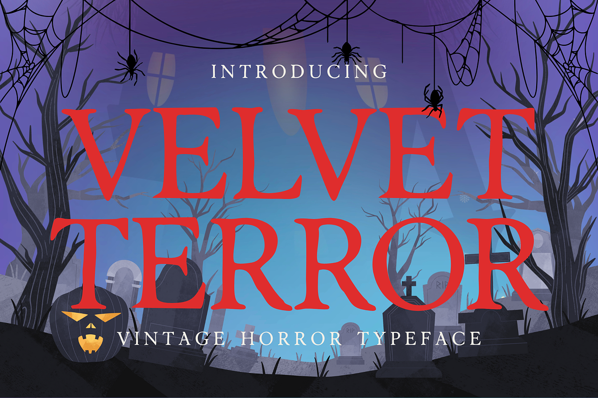 Velvet Terror is subtle horror font, a Serif Font by Brown Cupple (Photo 1 of 8)