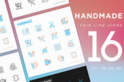 Handmade | 16 Thin Line Icons Set, an Outline Icon by Alex Blogoodf (Thumbnail 1 of 11)