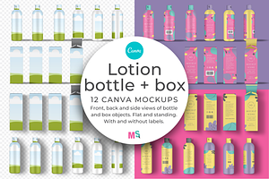 Lotion Bottle And Box Canva Mockup