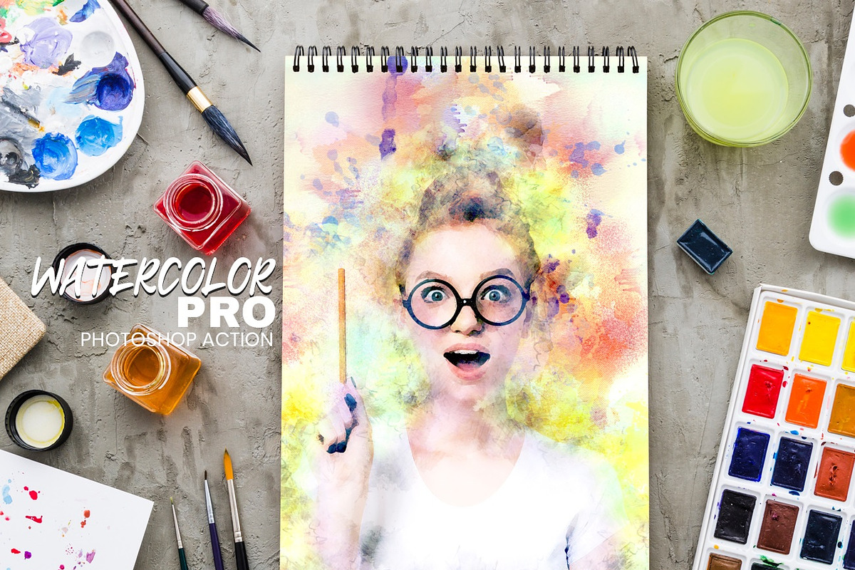 Watercolor Pro Photoshop Action, an Action Add-On by MRI STUDIO (Photo 2 of 14)