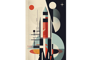 Rocket, Generative AI Bauhaus Style