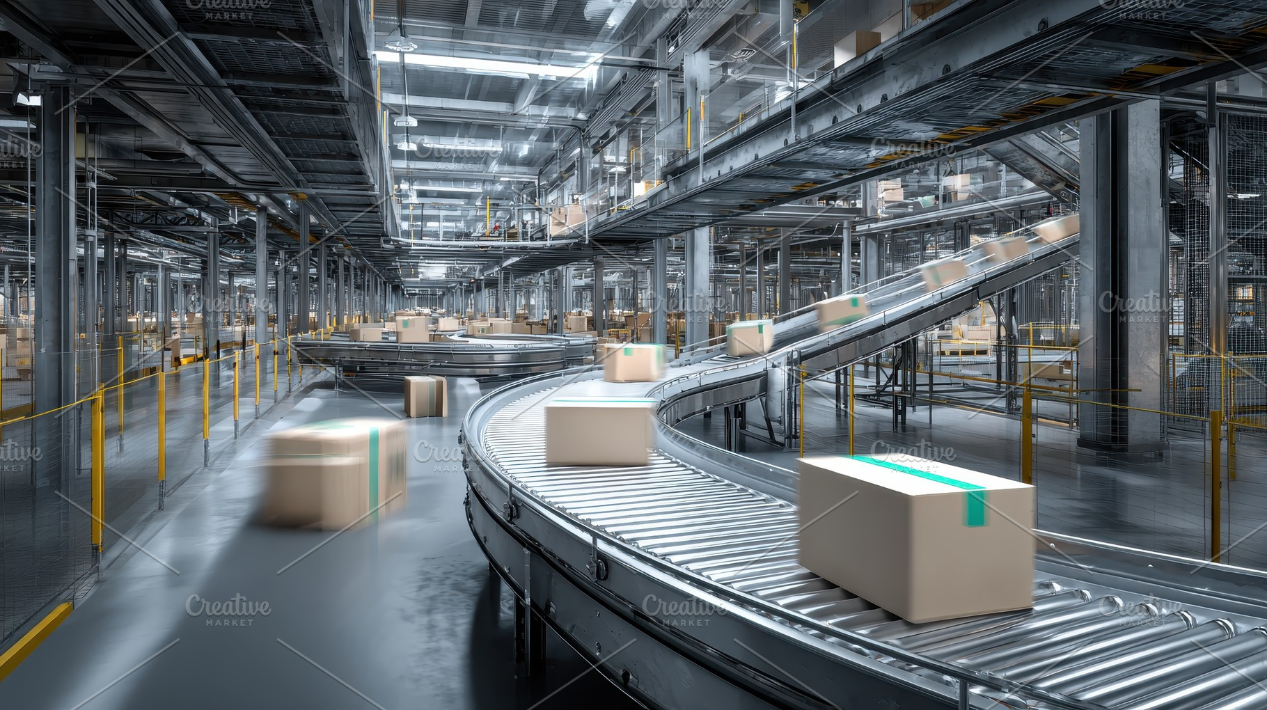 Automated Warehouse Cardboard Boxes, a Photo by Pixeness Studio
