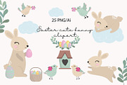 Easter cute bunny clipart, an Animal Illustration by SleptArt (Thumbnail 1 of 8)