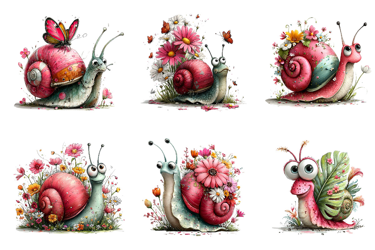 Whimsical Summer Snail Clipart, an Illustration by Dream Creation (Photo 4 of 8)