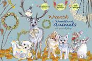 Watercolor Wreath & Woodland Friends, an Illustration by VianneArt (Thumbnail 1 of 5)