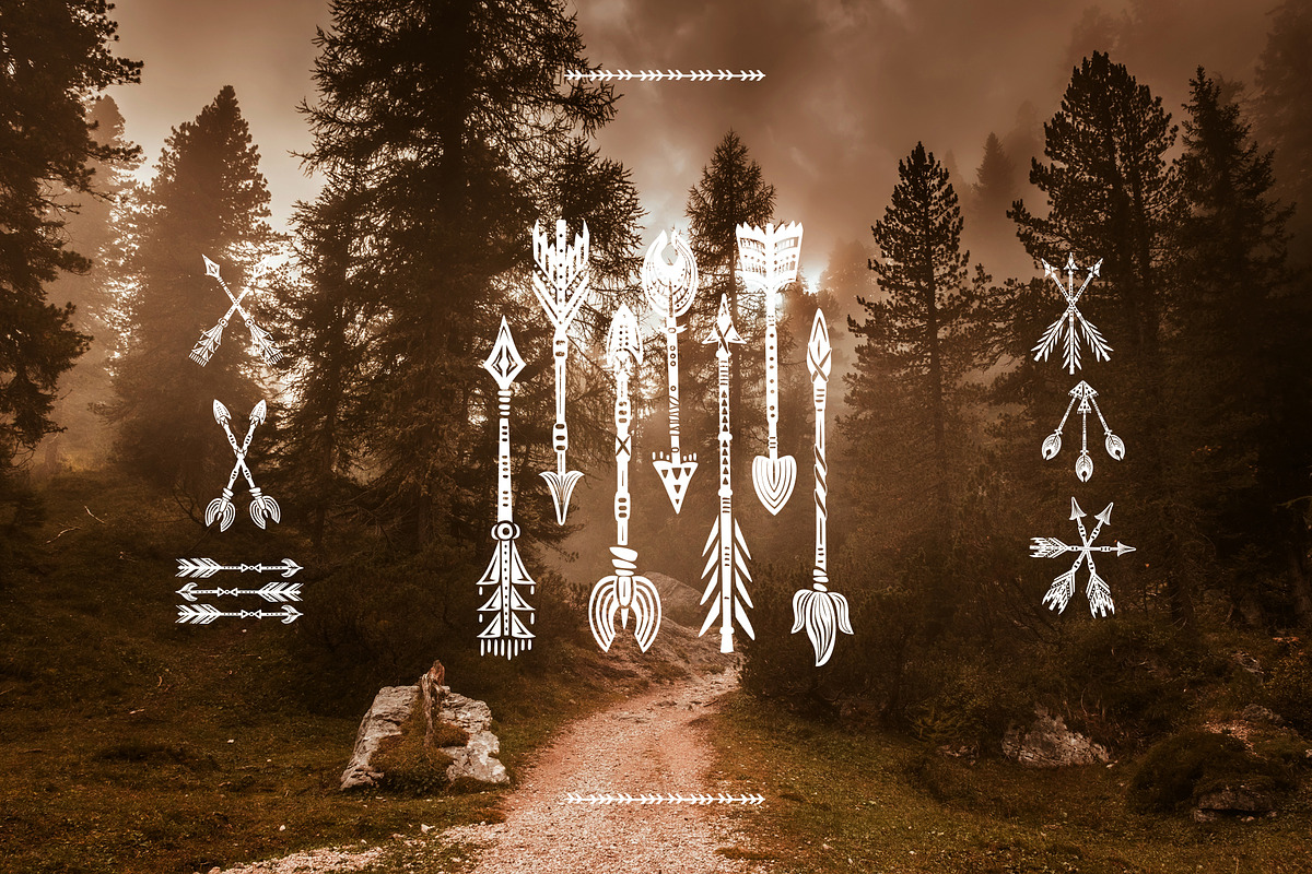 Tribal native ethnic design elements, a Decorative Illustration by ViktoriaARTprint (Photo 3 of 9)