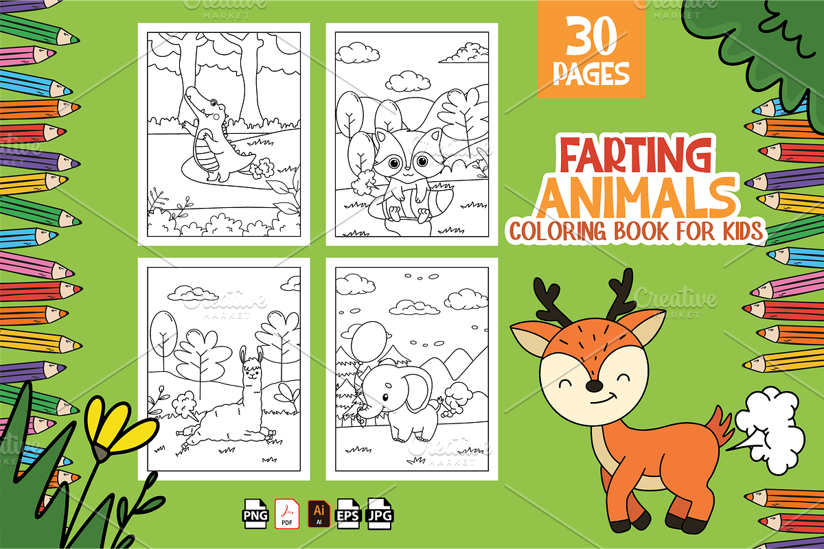 Cute Farting Animals Coloring Book, an Animal Illustration by Sultana177 (Photo 3 of 3)