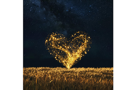 Golden heart shining over golden, an Illustration by Ylivdesign