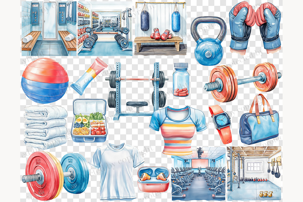 Fitness Girl Clipart Collection, a Sport Illustration by GlamArtZhanna (Photo 7 of 8)
