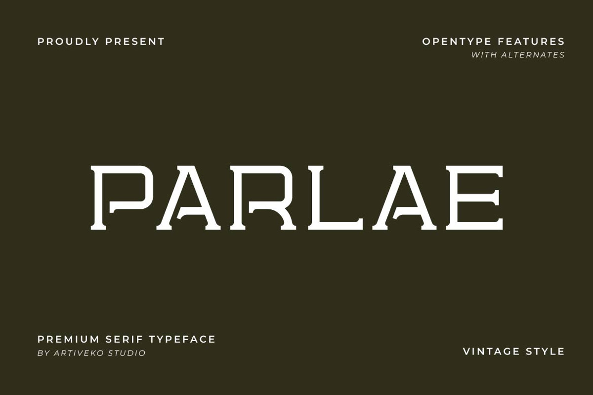 Parlae – Vintage Serif Font, a Serif Font by Artiveko (Photo 1 of 8)