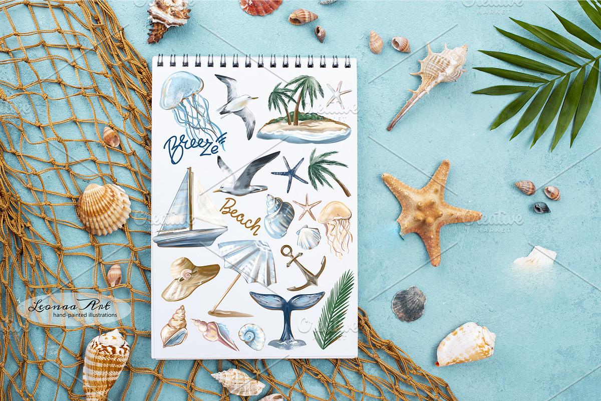 Summer beach Clipart Collection, a Seasonal Illustration by Leonaa art (Photo 6 of 8)