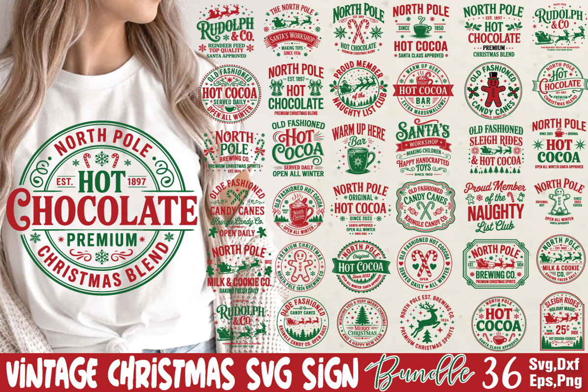 Vintage Christmas Svg Sign Bundle, an Object Graphic by DollarSmart