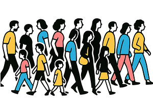 Diverse group of people walking, a Person Illustration by ZinetroN