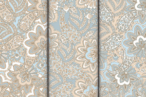 3 Floral paisley seamless wallpaper
