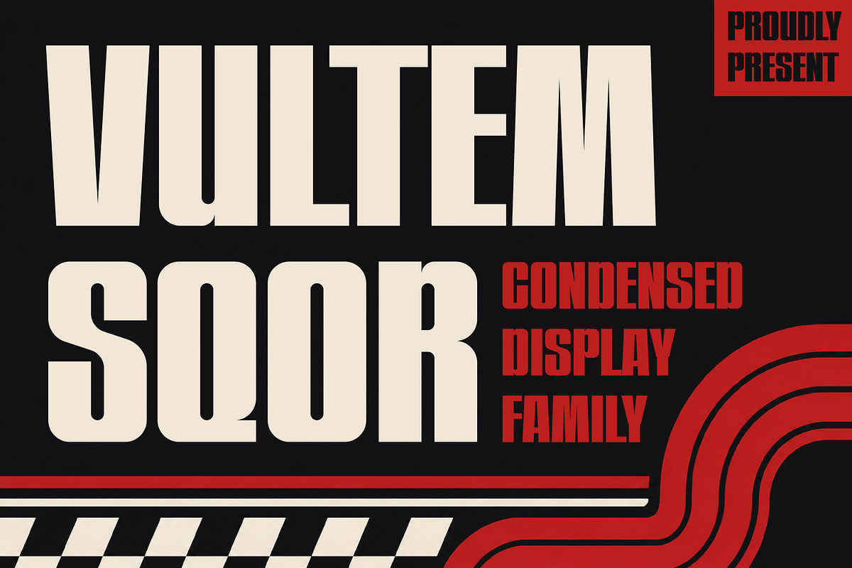 Vultem Sqor - Bold Condensed Display, a Sans Serif Font by Gumrega Studio (Photo 1 of 8)