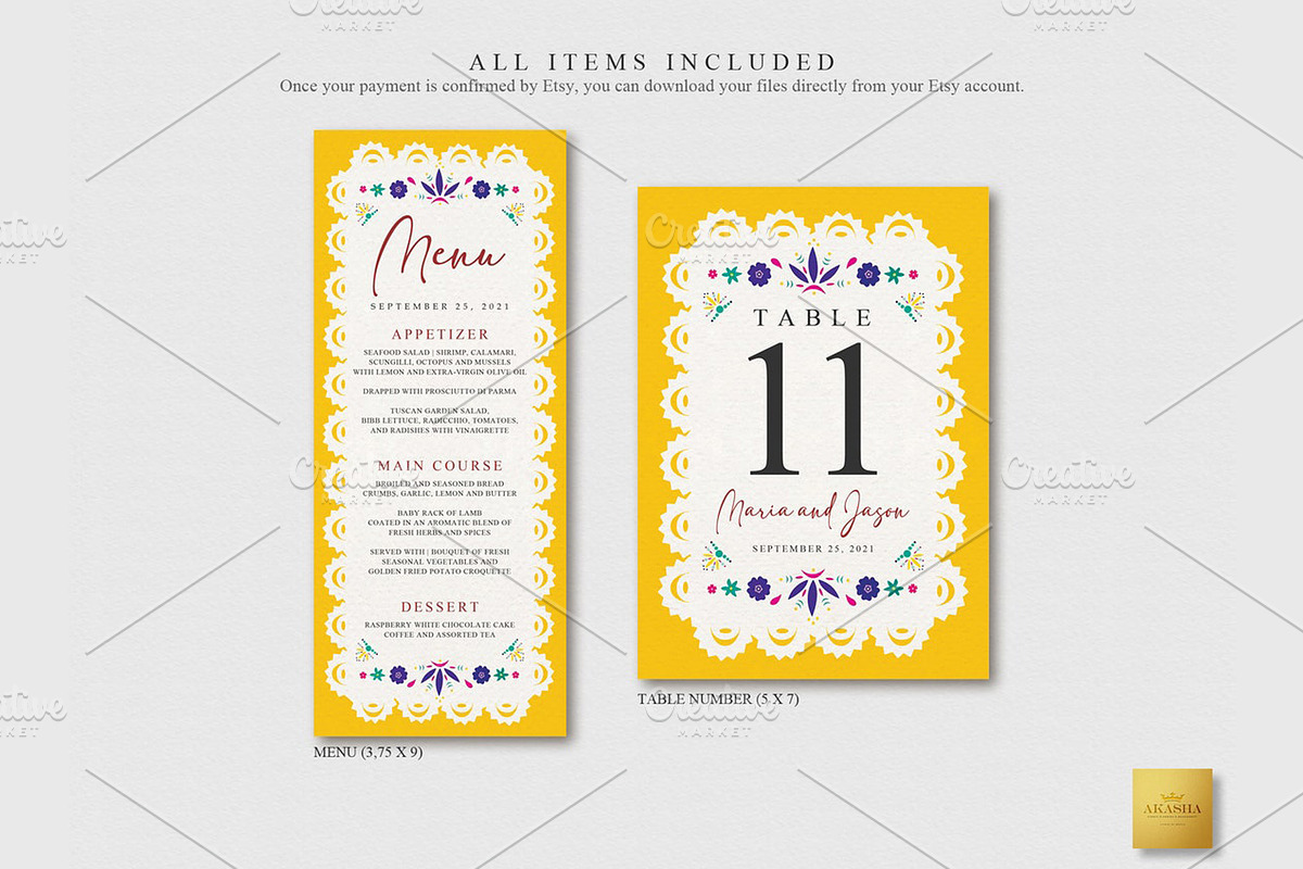 Mexican Wedding Bundle | CANVA, a Stationery Template by Creative Market (Photo 4 of 8)