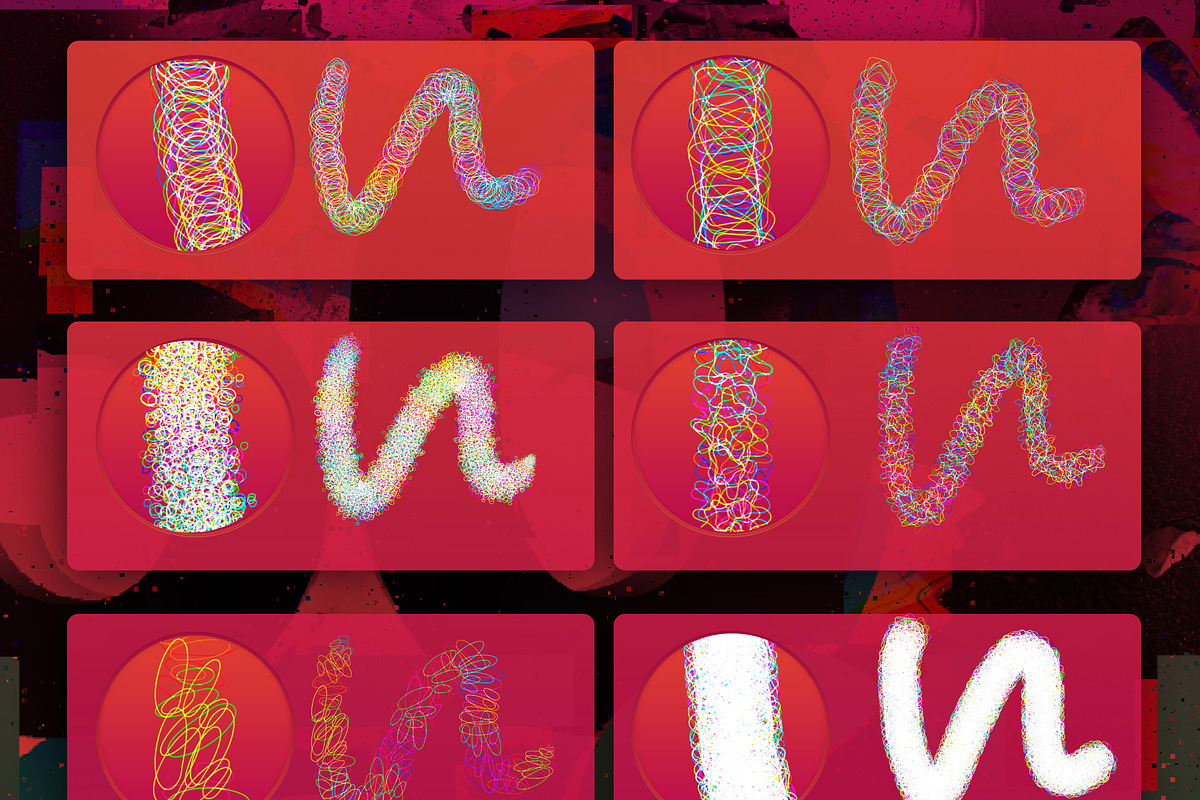50 procreate glitch brushes, a Brush Add-On by Endete & Mazak brushes (Photo 2 of 9)