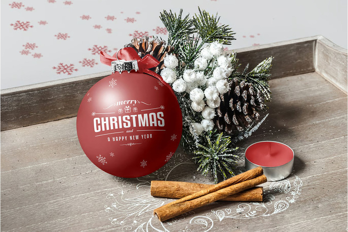 Christmas Ball Mock-up, a Product Mockup by zippypixelstudio (Photo 7 of 7)