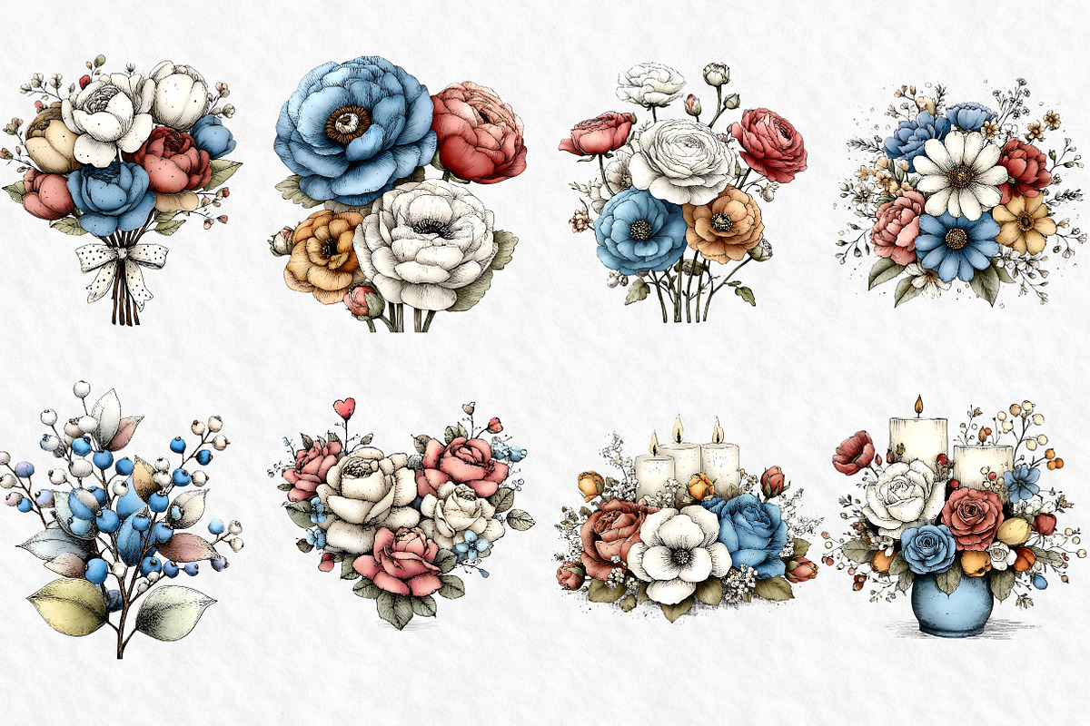 Flowers Arrangements Clipart, an Illustration by Watercolor design (Photo 3 of 6)