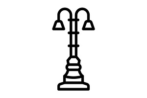 Pole street light black icon, an Outline Icon by Creative priyanka