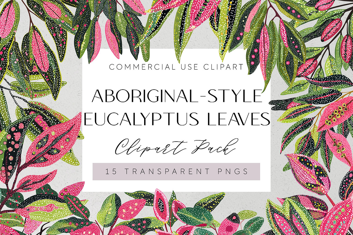 Aboriginal-Style Eucalyptus Clipart, a Decorative Illustration by Pawcasso's Portraits (Photo 1 of 9)