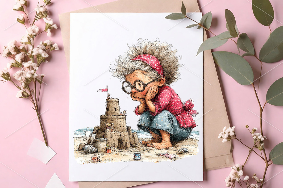 Funny Grandma Summer Clipart, a Seasonal Illustration by Canvas Craft (Photo 7 of 7)