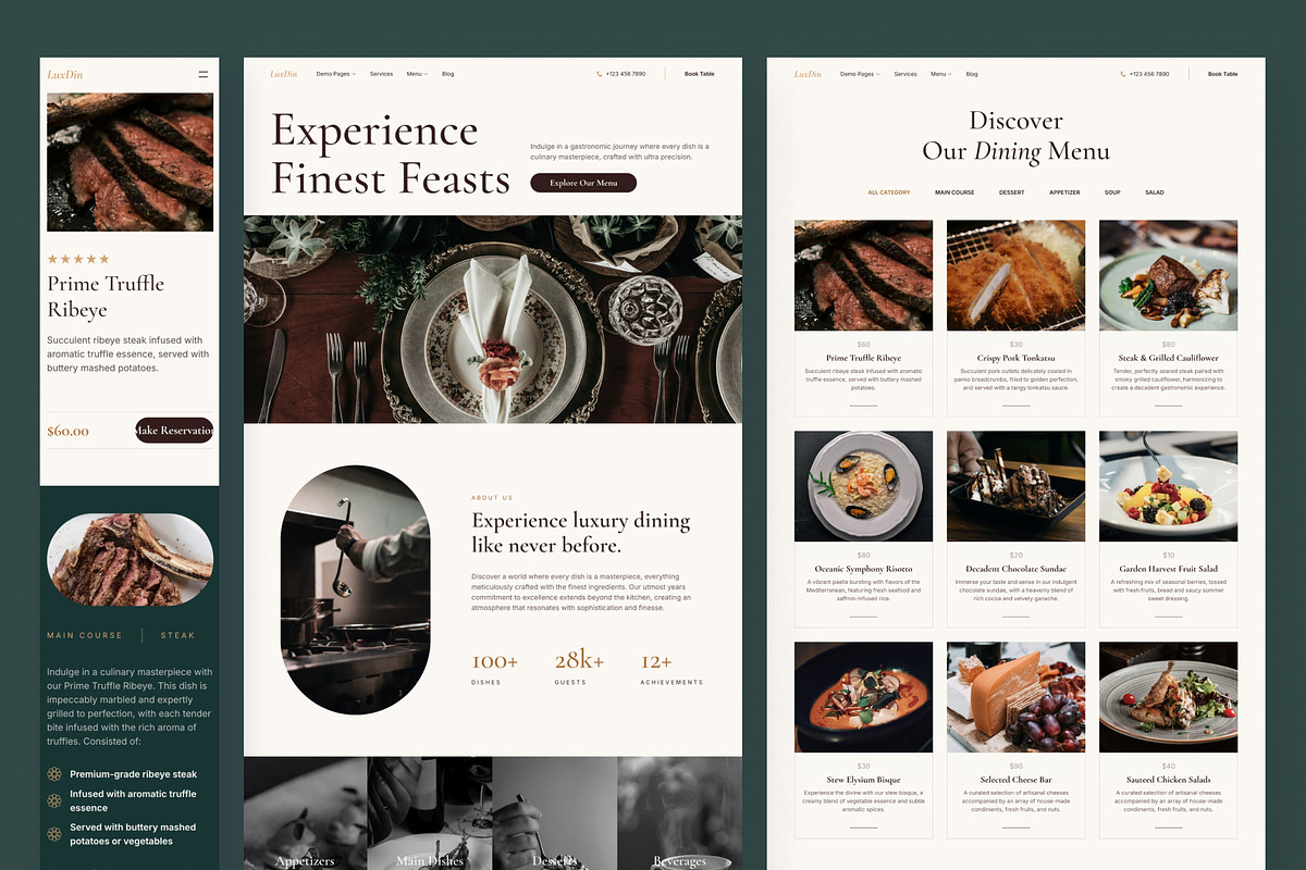 LuxDin - Restaurant Website Framer, a Websites & App Template by peterdraw (Photo 4 of 7)