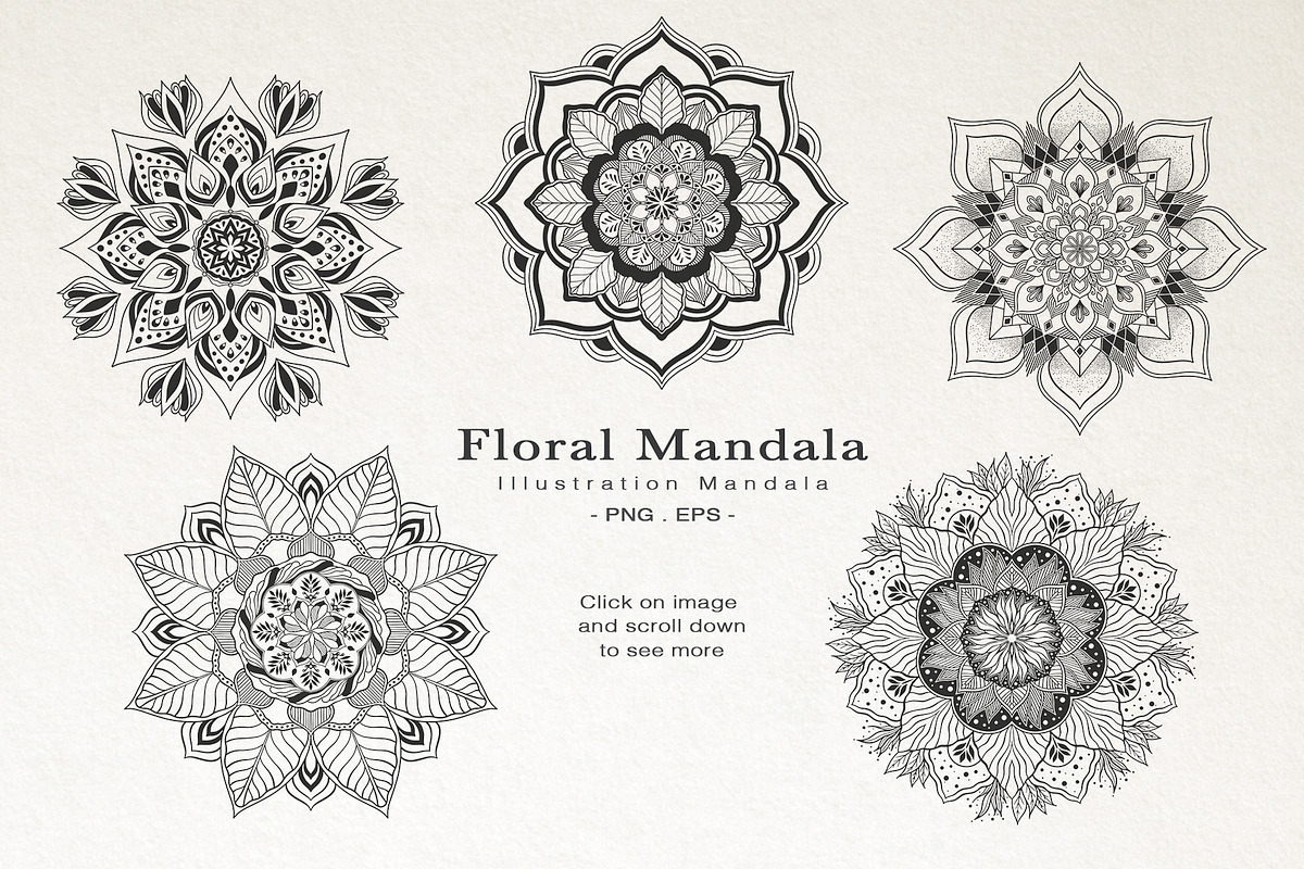 Watercolor & Gold Floral Mandala, a Decorative Illustration by Papatongartist (Photo 5 of 9)