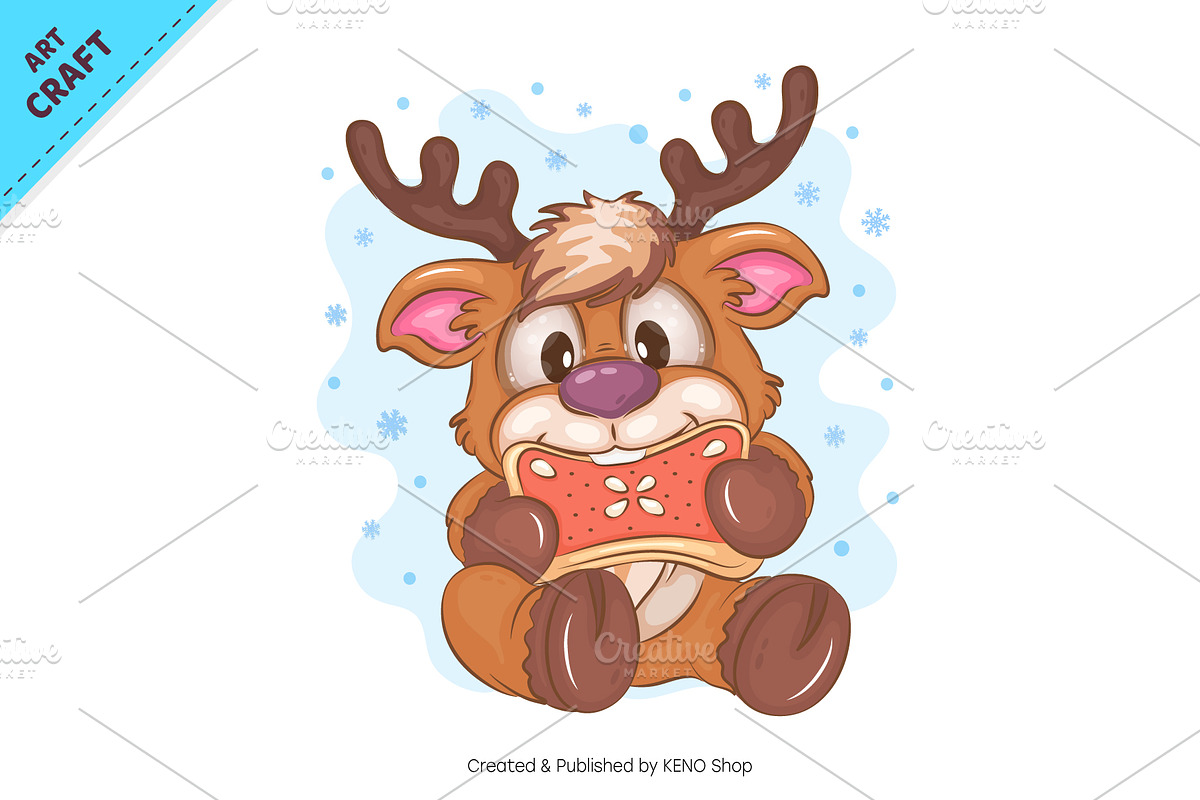 Cartoon Deer with Cookies. Clipart, an Animal Illustration by KENO Mascots (Photo 2 of 3)