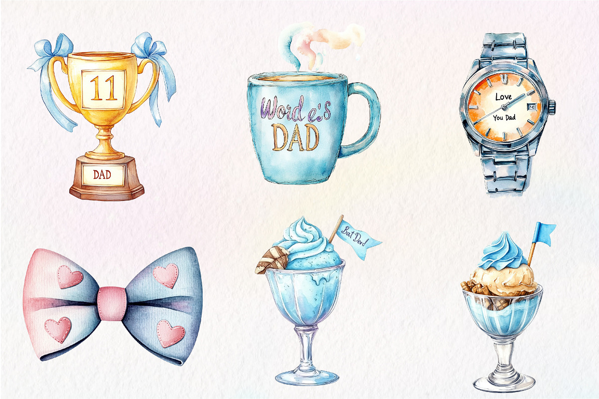 watercolor Father's Day Sublimation, an Illustration by CreationArt (Photo 3 of 5)
