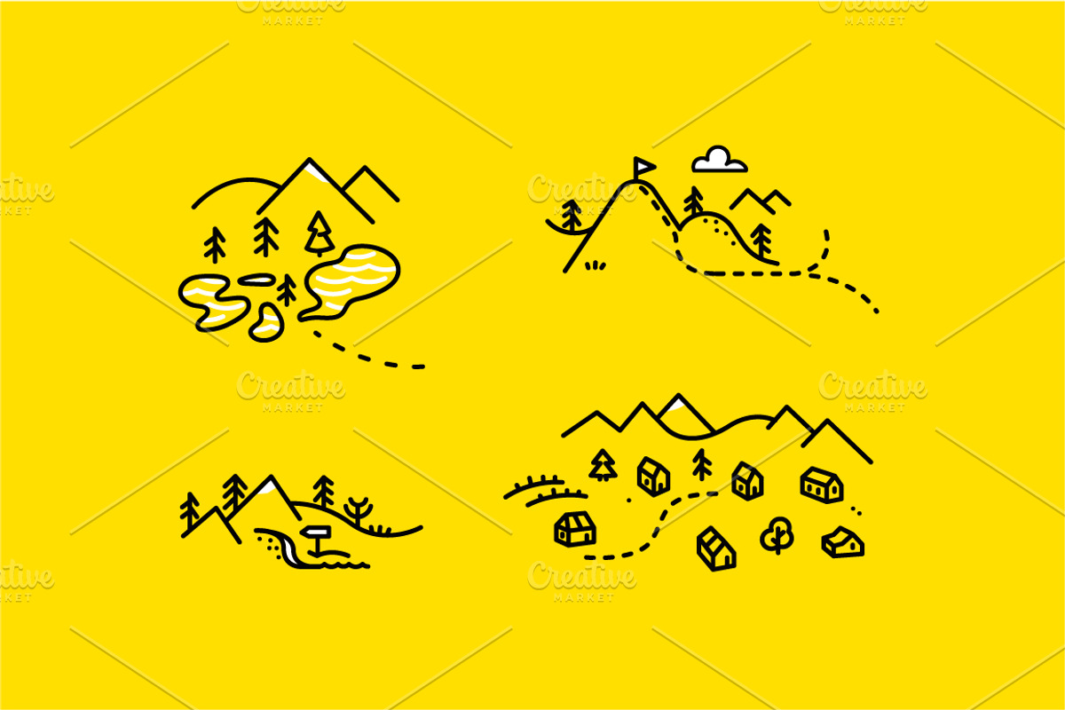 Mountains map, set graphic elements, a Texture Illustration by Ilia Design (Photo 4 of 7)