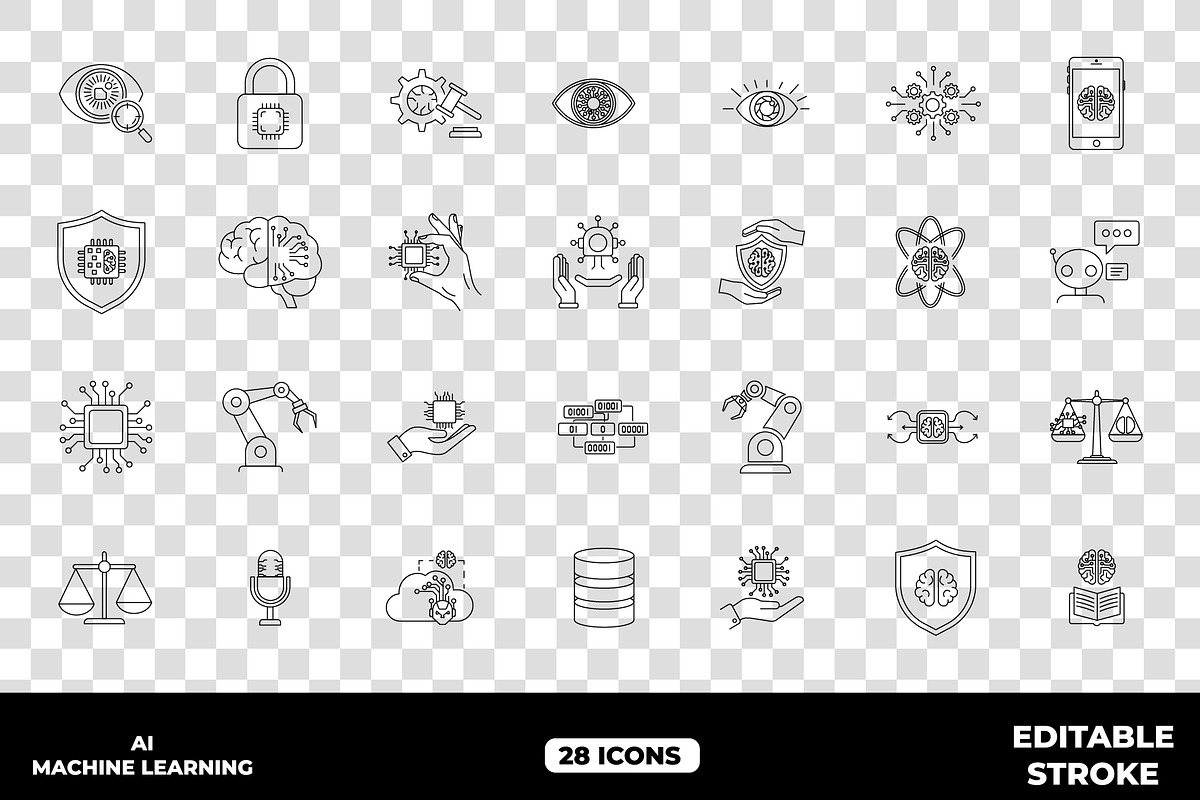 AI Machine Learning Outline Icons, an Emoji Icon by Unique Design Team (Photo 1 of 3)