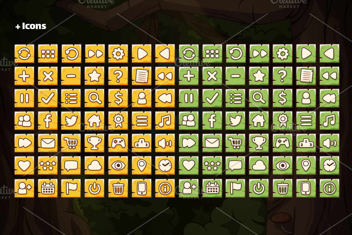 Wooden GUI for Mobile Game, an Illustration by wowu (Photo 8 of 9)
